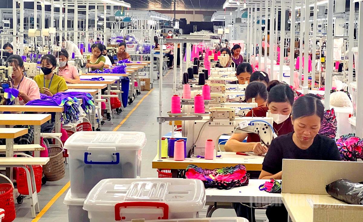 Công ty TNHH Thương mại Xuất nhập khẩu may mặc Độc Mỹ, Khu công nghiệp Bình Vàng, xã Vị Xuyên tạo nhiều việc làm cho đồng bào dân tộc thiểu số.