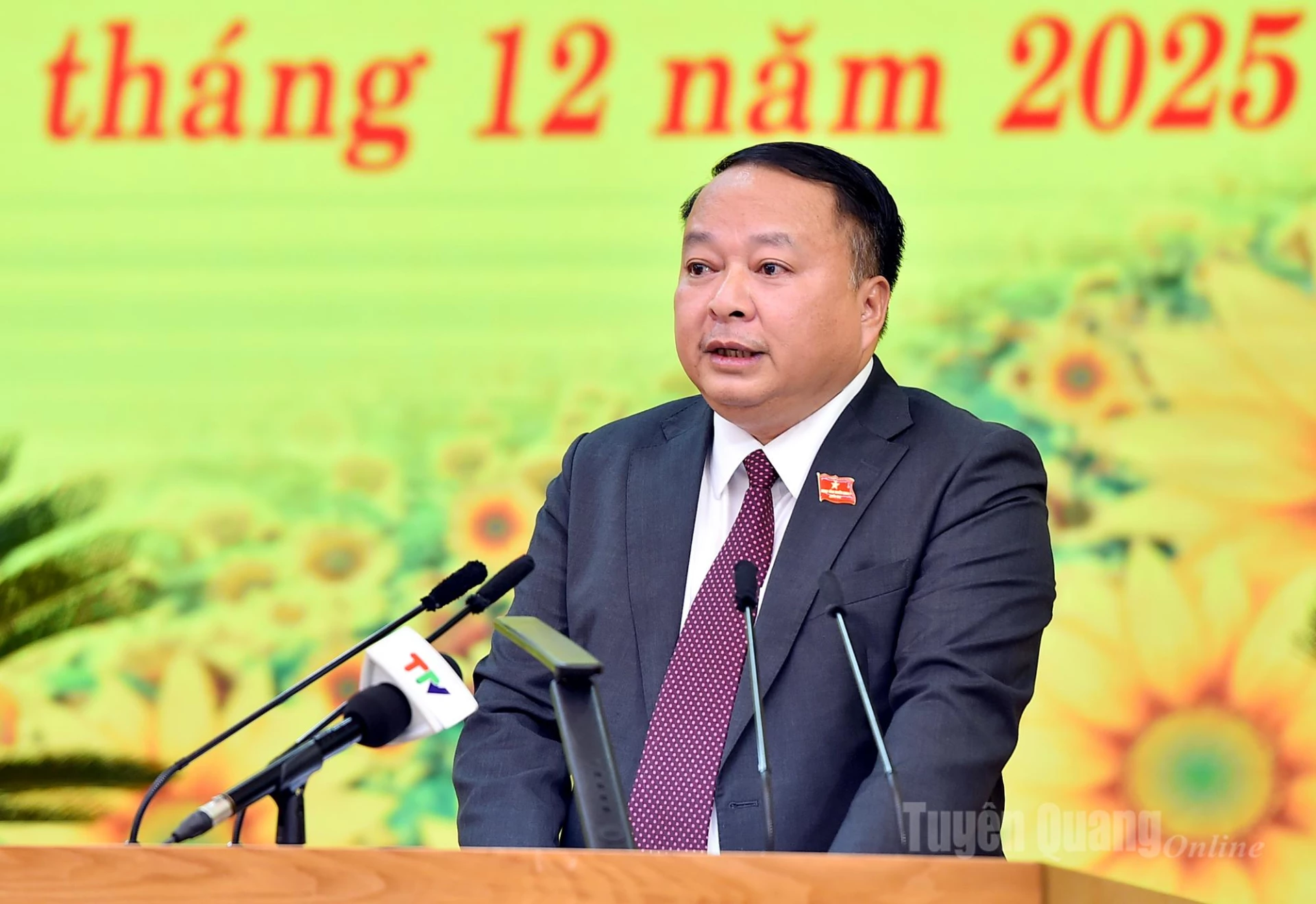 Đồng chí Chủ tịch UBND tỉnh Phan Huy Ngọc phát biểu tại kỳ họp.