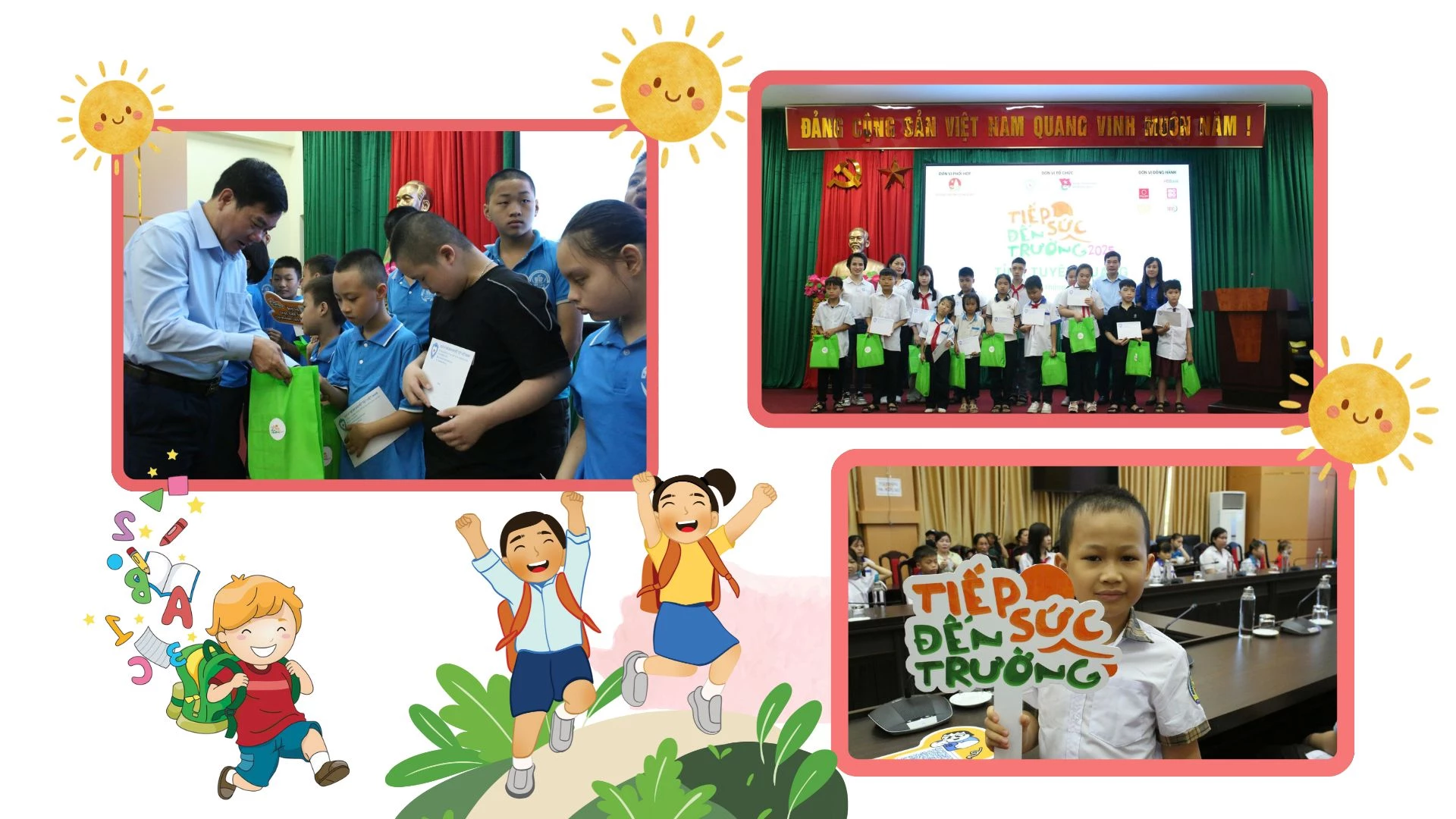 Trao học bổng Tiếp sức đến trường cho các em học sinh có hoàn cảnh khó khăn, học sinh khuyết tật.