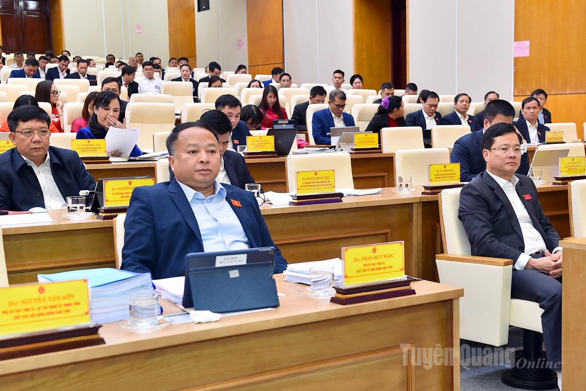 Đồng chí Phan Huy Ngọc, Chủ tịch UBND tỉnh và các đại biểu dự kỳ họp.