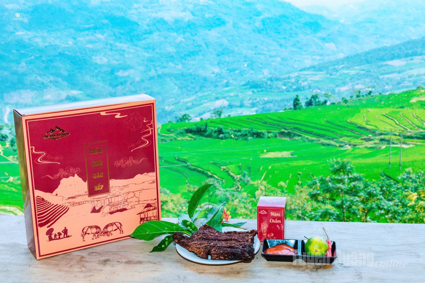 Sản phẩm thịt trâu khô gác bếp, sản phẩm Ocop của Công ty TNHH Thương mại và Du lịch Na Hang.