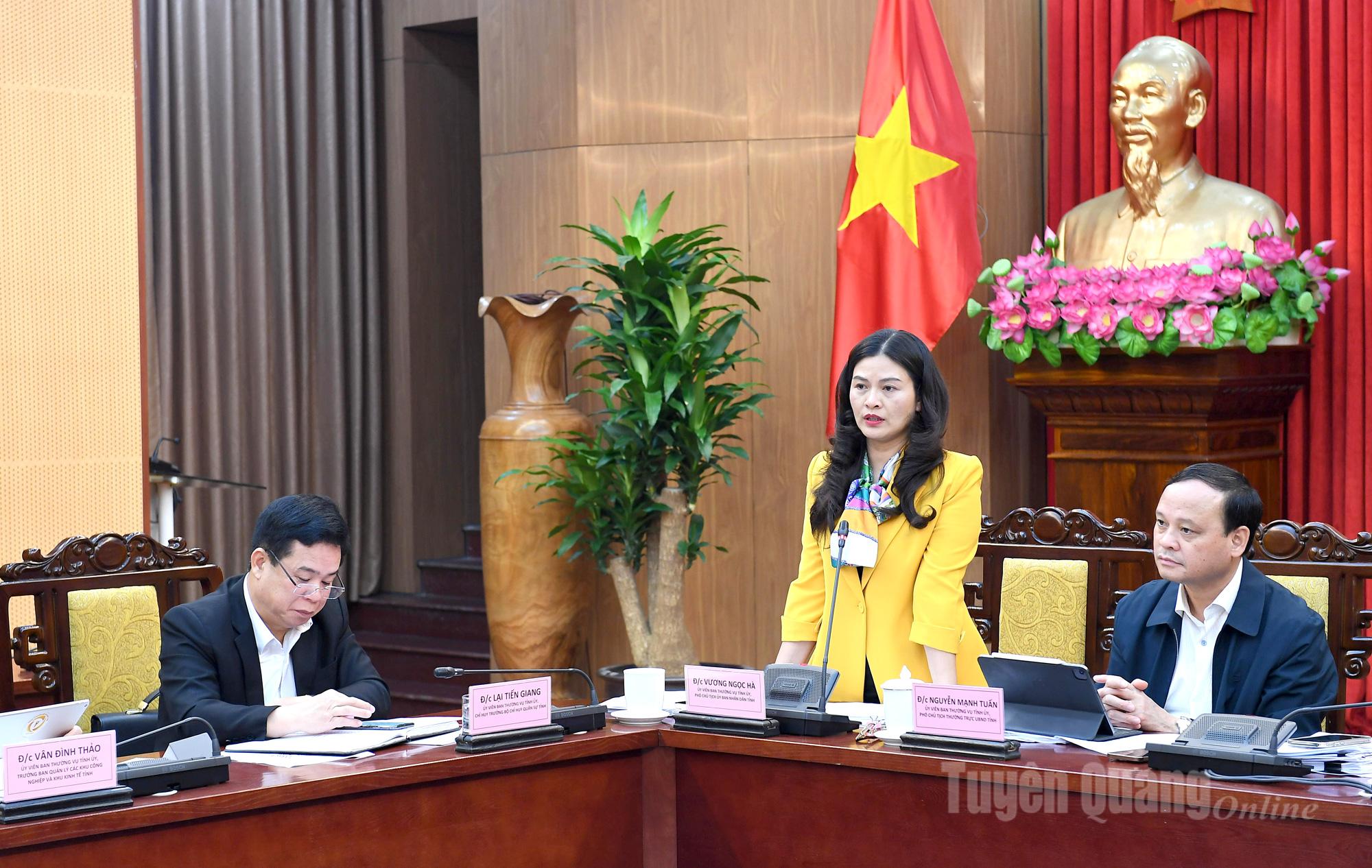 Đồng chí Phó Chủ tịch UBND tỉnh Vương Ngọc Hà thảo luận tại hội nghị.