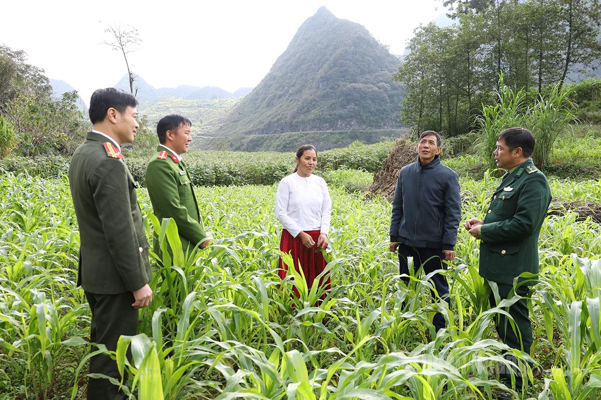Officers and soldiers of the Dong Van Border Guard Post coordinate with commune police and village authorities to mobilize residents to heighten vigilance and actively participate in maintaining border security.