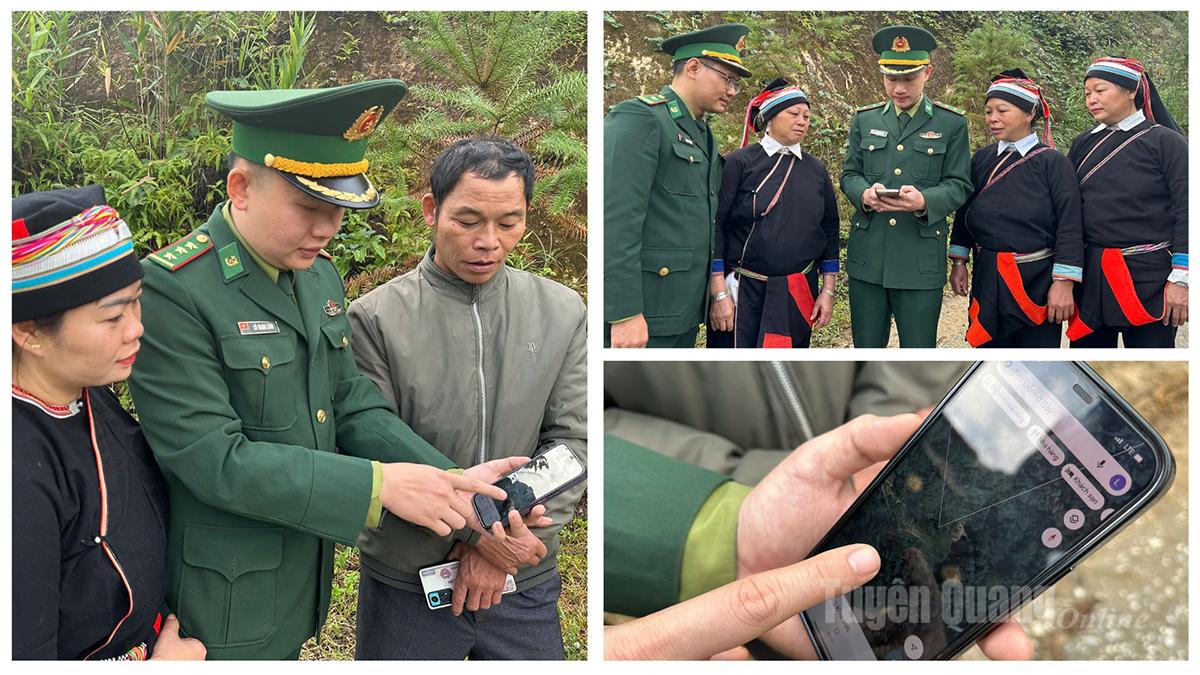 Border Guard forces at Thanh Thuy International Border Gate deploy digital maps to border line and marker self-management teams.