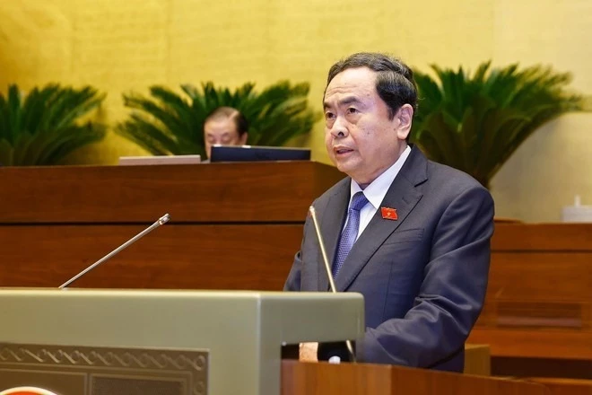 NA Chairman Tran Thanh Man speaks at the closing session of the 15th NAs 10th session (Photo: VNA)