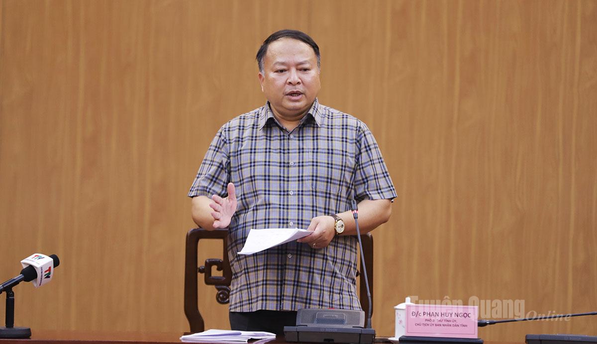 Chủ tịch UBND tỉnh Phan Huy Ngọc phát biểu kết luận cuộc họp