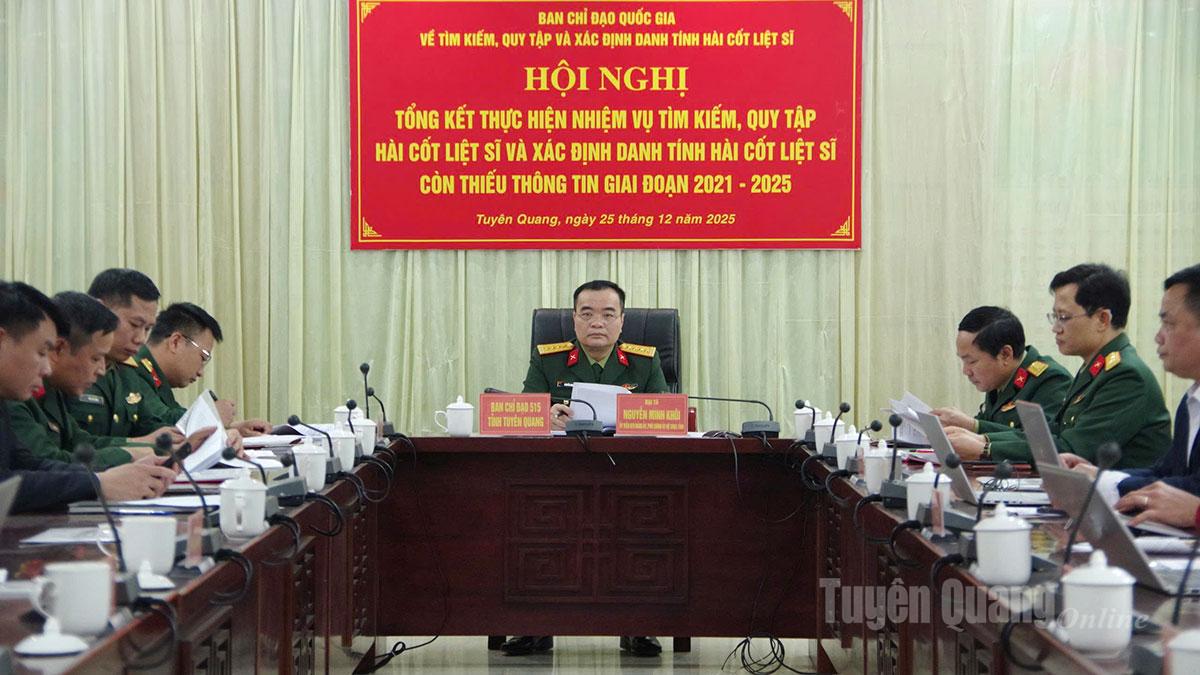 Đại biểu dự hội nghị tại điểm cầu Bộ CHQS tỉnh Tuyên Quang (cơ sở 2).