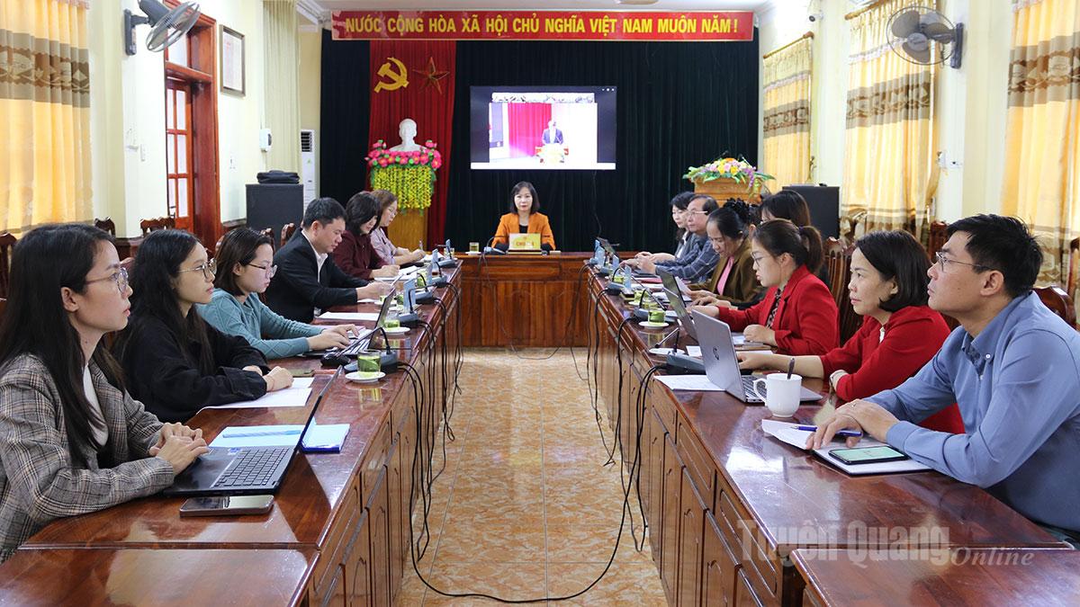 Toàn cảnh Hội nghị tại điểm cầu của tỉnh.