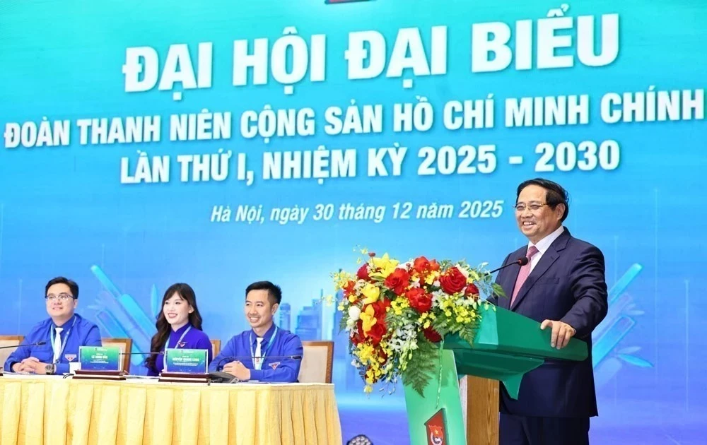 Prime Minister Pham Minh Chinh delivers a keynote address at the first Congress of the Ho Chi Minh Communist Youth Union of the Government for the 2025–2030 term on December 30, 2025. (Photo: VNA)