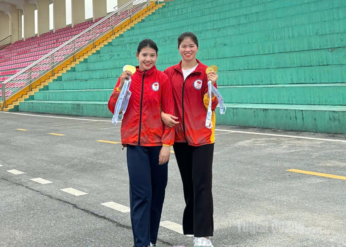 Hai nữ vận động viên Ma Thị Thùy và Lý Thị Na.