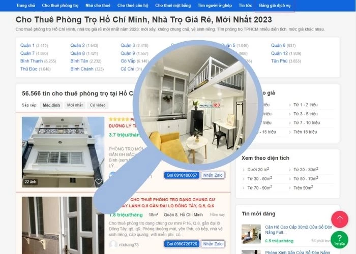 Hiệu suất khi đăng tin cho thuê nhà trọ tại Phongtro123.com