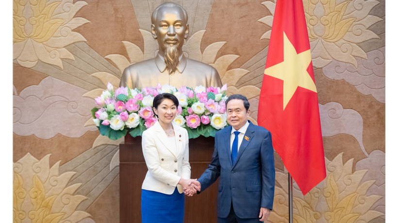 Chủ tịch Quốc hội Trần Thanh Mẫn tiếp bà Obuchi Yuko, Hạ nghị sĩ, Chủ tịch Liên minh Nghị sĩ hữu nghị Nhật Bản-Việt Nam. (Ảnh: Duy Linh)
