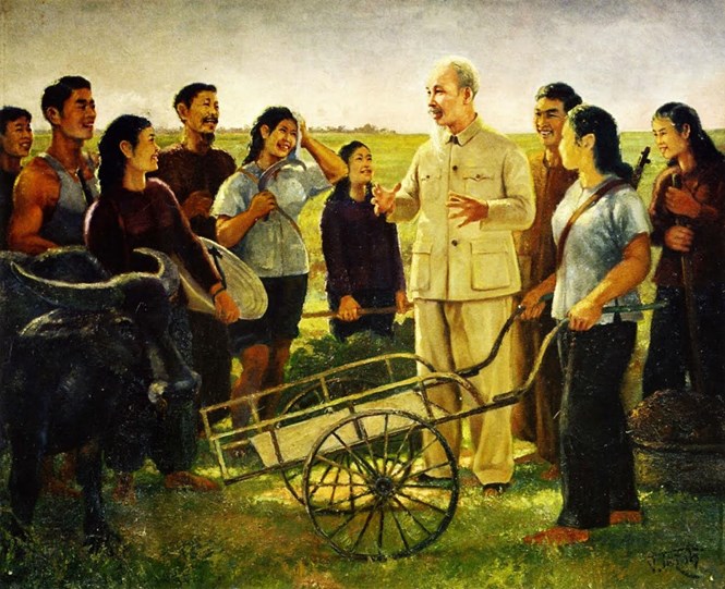 Tác phẩm “Nghe lời Bác dạy” của họa sĩ Vương Trình