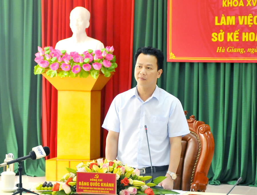 Bí thư Tỉnh ủy Đặng Quốc Khánh phát biểu tại buổi làm việc.