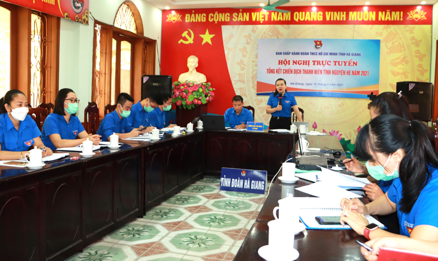 Các đại biểu dự tại điểm cầu Tỉnh đoàn Hà Giang.