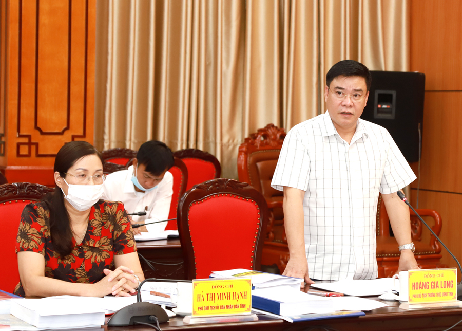 Phó Chủ tịch Thường trực UBND tỉnh Hoàng Gia Long yêu cầu các sở, ngành phối hợp với đơn vị tư vấn cập nhật, bổ sung các chủ trương, định hướng mới vào phương án quy hoạch trong thời gian tới.