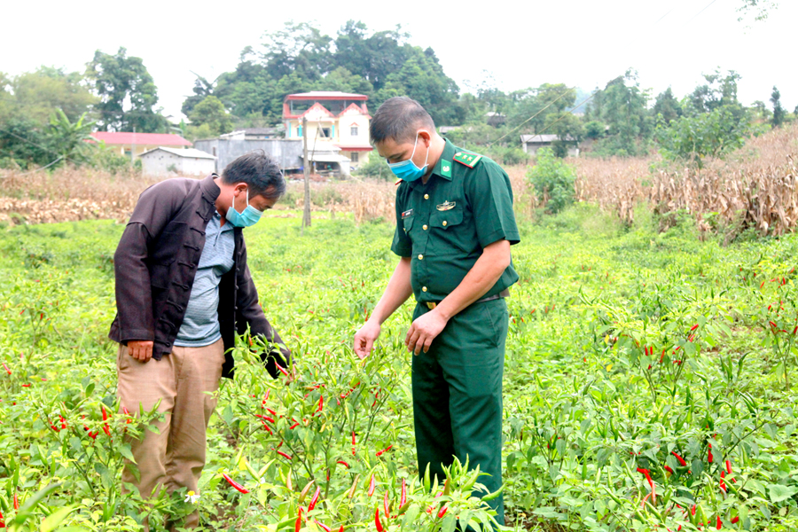 Cán bộ Đồn Biên phòng Bạch Đích (Yên Minh) thường xuyên bám nắm cơ sở, hỗ trợ đồng bào phát triển kinh tế.