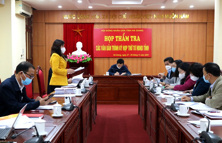 Đại biểu dự họp thẩm tra các văn bản trình kỳ họp thứ tư.