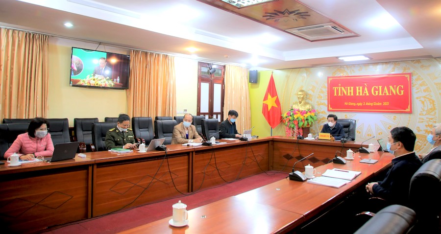 Các đại biểu dự hội nghị tại điểm cầu của tỉnh.