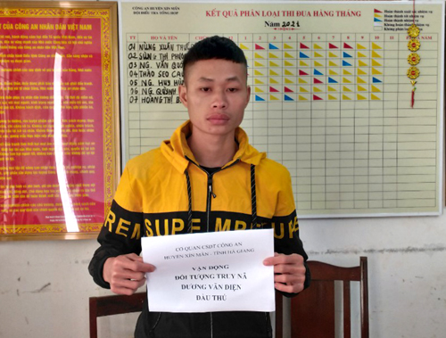 Đối tượng Dương Văn Diện tại cơ quan Công an.