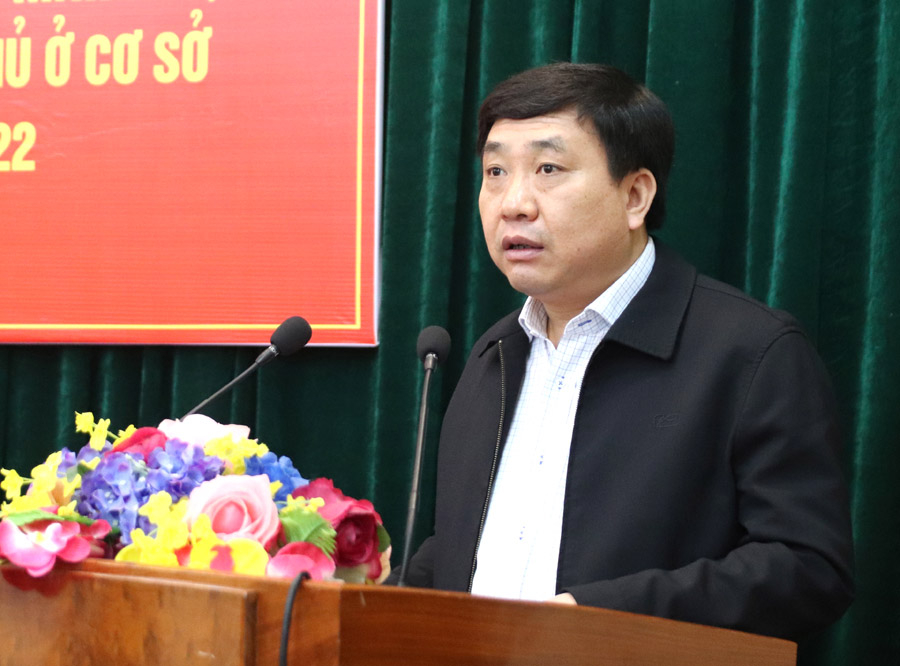 Phó Bí thư Tỉnh ủy Nguyễn Mạnh Dũng phát biểu tại hội nghị.