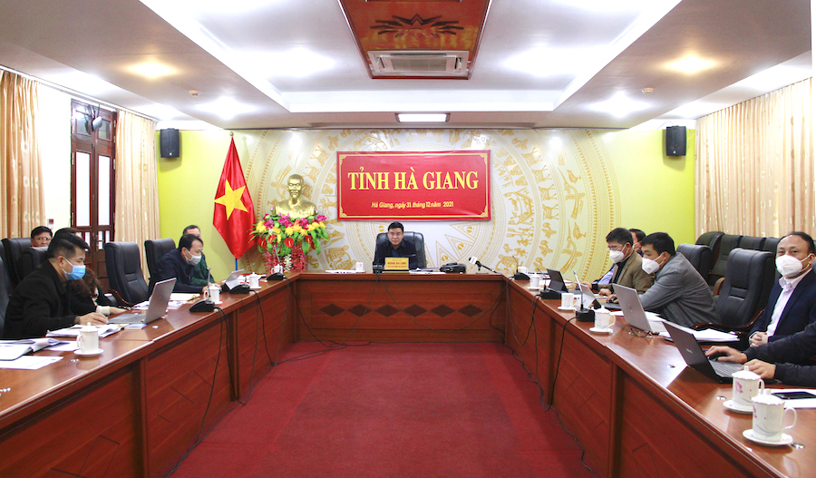 Các đại biểu dự hội nghị tại điểm cầu Hà Giang