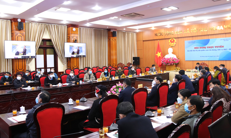 Các đại biểu dự hội nghị tại điểm cầu tỉnh Hà Giang.