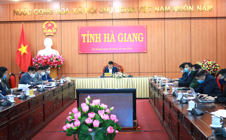 Các đại biểu dự hội nghị tại điểm cầu Hà Giang.