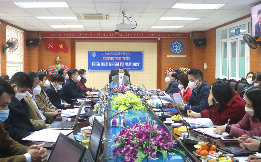 Các đại biểu dự hội nghị tại điểm cầu tỉnh Hà Giang.